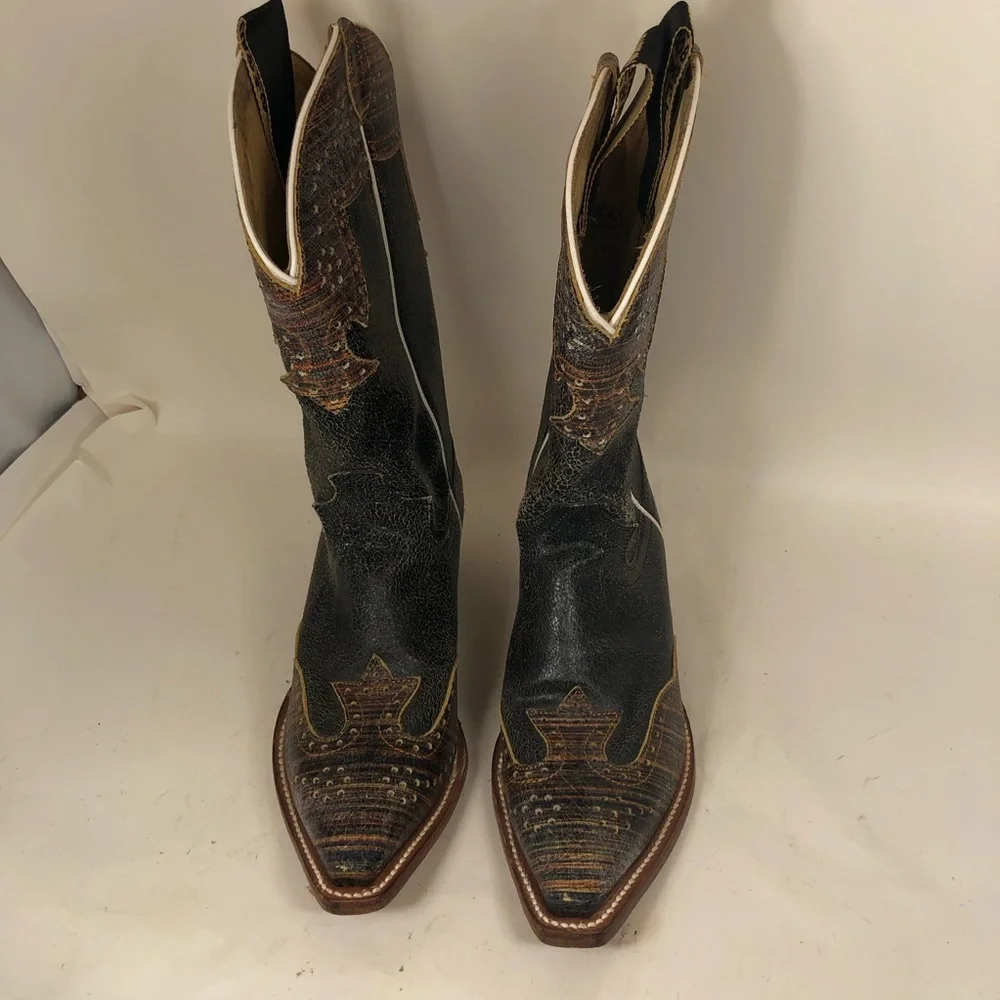 Justin Boots Vera Black Snip Toe Cowboy  Womens Black Casual Boots L4455 Sz 6 B